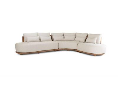 Loungeset Pisang | 3-delig | teak naturel | incl kussens crème