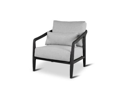 Loungesessel Anais | Teak Ebony | Schwarz | inkl. Kissen Grau