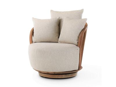 Loungesessel Noel | Teak Natur | inkl. Kissen in Creme