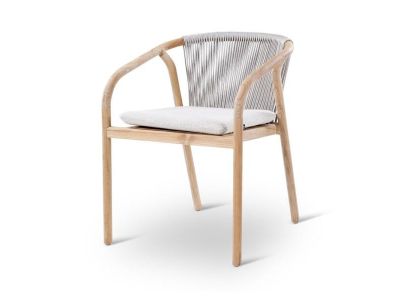 Tuinstoel Boras | teak naturel | grijze weving | incl kussens clay