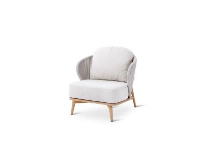 Loungestoel Gabor | teak naturel | grijze weving | incl kussens clay