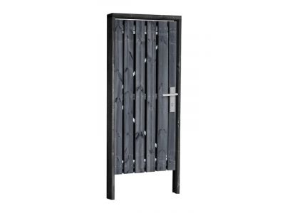 Zwart grenen poort | Hoogte 190 cm | Incl. hang & sluitwerk & kozijn